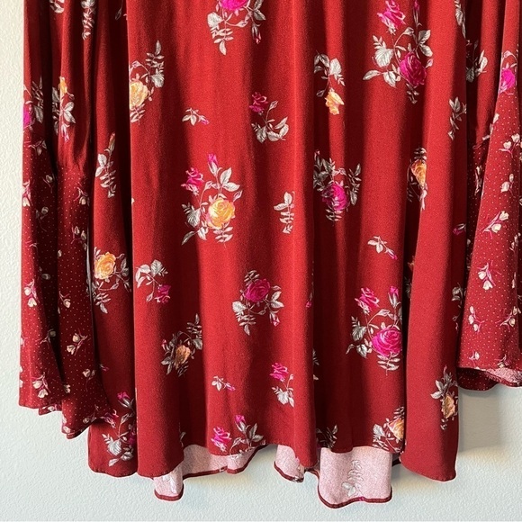 Free People Tate Tunic / Mini Dress Burgundy Vintage Combo Floral Print Size XS - Picture 7 of 14